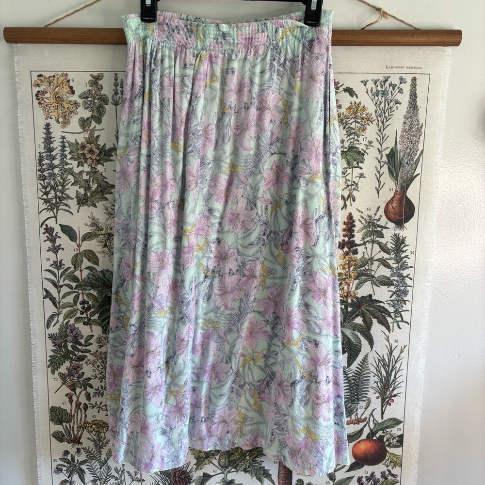 Floral Pastel A-Line Skirt - Light Mint & Pink